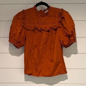 Ulla Johnson Terracotta Ruffle Blouse